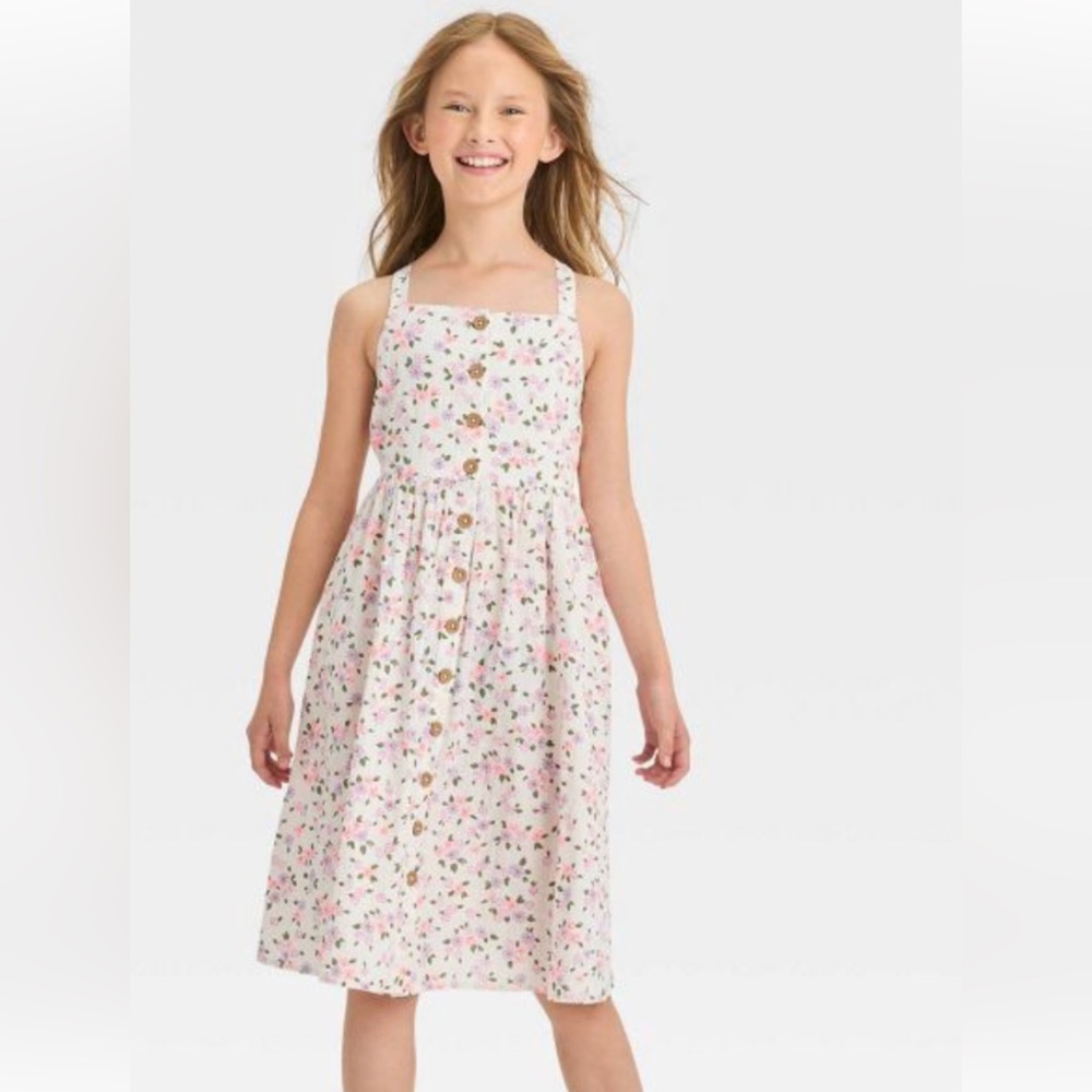 - Cat &Jack sleeveless woven floral midi dress